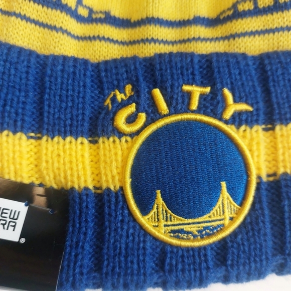 New Era NBA Golden State Warriors The City Cuffed Pom Beanie Winter Hat Cap - Picture 2 of 4